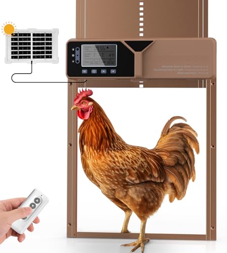 Fursnob Upgraded Large Automatic Chicken Coop Door - Solar,Battery Powered Chicken Door Opener | Timer,Light Sensor,Remote,Manual Control | Anti-Pinch, Predator Proof All-Weather Resistance Coop Door