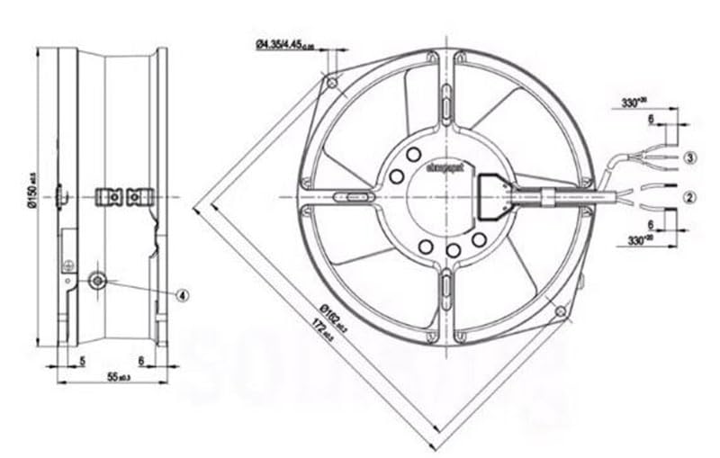 Ventilateur 172 mm W2S130-AA03-87 haute performance pour armoire de commande 45W