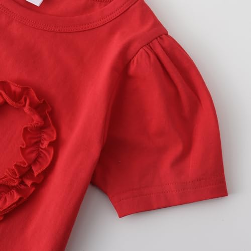 Noomelfish Girls Ruffle Heart T-Shirts Cute Short Sleeve Tee Tops (3-12 Years)4