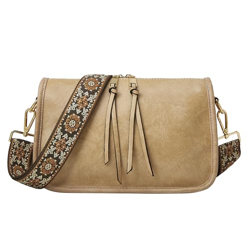 Image of Crossbody Bag for Women, Bohemian Vintage Purse with Wide Strap | Stylish Vegan Leather Design, Adjustable Shoulder Strap, Versatile for Daily Travel and Weekend, Ideal Gift Choice