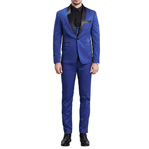YFFUSHI Men's Elegant Jacquard 3 Piece Suit Shawl Lapel Slim Fit Tuxedo Set3