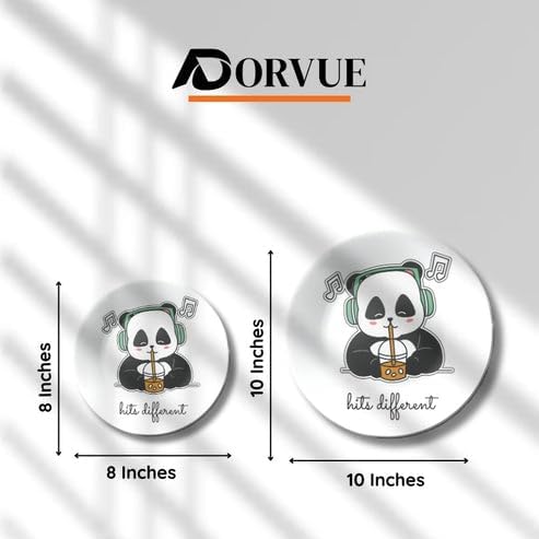 Adorvue Groovin' Panda Home Décor Ceramic Wall Plate, Decorative Wall Plate For Cafeteria, Cafe, Restaurant, Hotel, and Gift | Home Decoration Item House Warming Gift and Kitchen Wall Decor 10 Inch