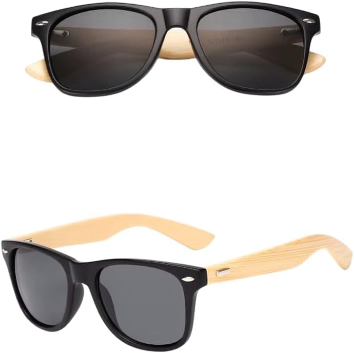 Óculos de Sol Bambu Madeira Quadrado UV400