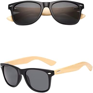 ?culos De Sol Bambu Madeira Masculino Feminino Quadrado Polarizado Prote??o UV400 Original com case e flanela (preto)
