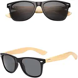 ?culos De Sol Bambu Madeira Masculino Feminino Quadrado Polarizado Prote??o UV400 Original com case e flanela (preto)