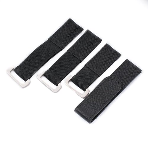 StrapHabit Hook and Loop Elastic Watch Strap - 3 Sizes for small and large wrists - Nylon Quick Release Band for men and women 18mm 19mm 20mm 21mm 22mm (Black, 20mm)