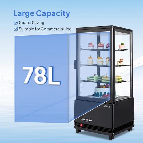 Image of ROVSUN 3 Cu.Ft Display Refrigerator Commercial, Beverage Refrigerator Cooler Glass Door Merchandiser Fridge w /LED Air-cooling Automatic Defrost Front Opening Door for Cafe Restaurant Cafe ETL NSF