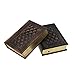 Clobeau Retro Vintage Embossed Leather Gold Hard Cover Notebook Personal Diary Bronze Hardcover Blank Travel Journal Note Memo Sketch Book Notepad Writing Sketchbook Scrapbook Drawing Diaries Gift