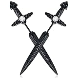 Hisatan Sword Earrings for Men Women, Stainless Steel Gothic Dagger Celtic Knot Irish Studs Earrings, Cool Punk Hip Pop Cubic Zirconia Dangle Goth Screw Spike Earring Jewelry