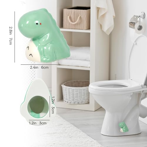Image of ZUNON Toilet Bolt Caps, Decorative Toilet Bolt Covers, Ceramic Cute Dinosaur Covers Toilet Bolts Bathroom Decor Easy Installation Set of 2 (Green Dinosaur 2PCS)