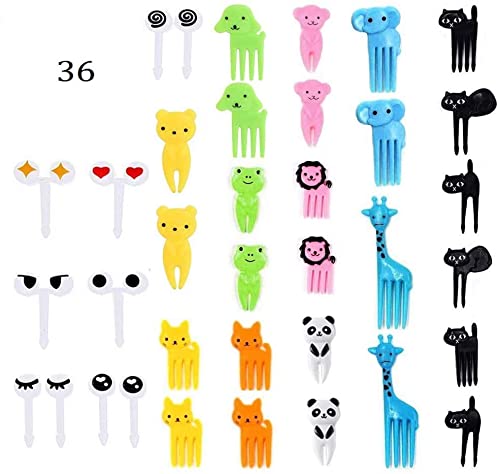 36 Pcs Food Fruit Fork,Picks for Kids Cute Animals Bento Box Decor Forks,Mini Cartoon Toothpick,Small Animal Forks Used In Cake Dessert Sandwiches Add Fun to Children’s Parties