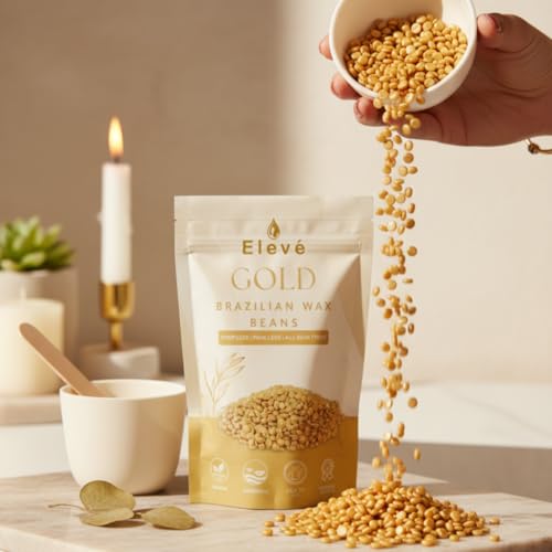 Image of Eleve Brazilian Wax Beans For Women | Liposoluble Stripless /No-Strips Waxing At Home For Brazilian Bikini, Face, Eyebrows, Upper-Lips, Chin, Underarms (Gold) (100g)