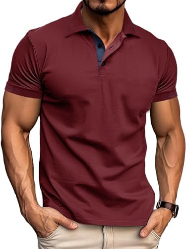 Comilaka Herren Poloshirt Kurzarm Polo Kontrast Polohemd Baumwolle M-4XL | Poloshirts,Golf,Casual,Klassisches,T-Shirt,Freizeit,Sommer,Regular Fit