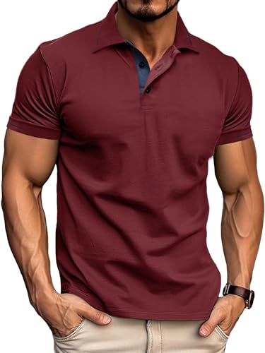 Comilaka Polo Homme Manches Courtes Polos Casual T-Shirt Couleur de Contraste Regular Fit Été M-3XL