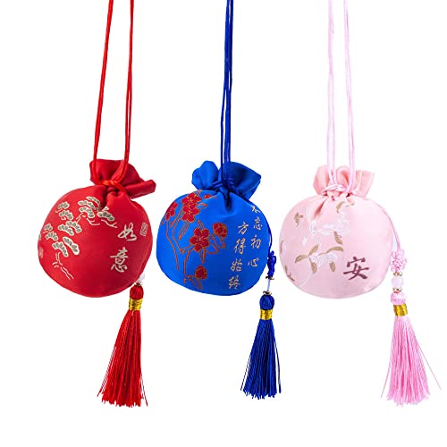3 bolsas bordadas chinas para ambientador con cordón miniatura 1