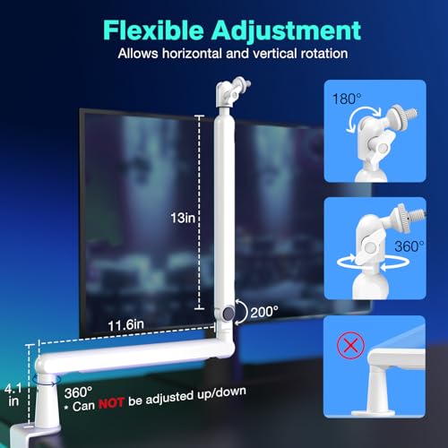 fifine boom arm mic stand low profile microphone arm stand podcast mic boom arm with desk mount cable channels management metal boom arm white for recordingstreaminggaminghome office-bm88w