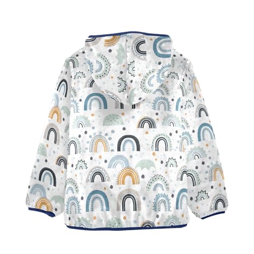 CHIFIGNO Cute Rainbow Warm up Jacket with Hood Kids Jacket for Fall Winter Toddler Zip up Hoodie Boy 3-10Y2