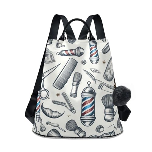 Sac à dos vintage pour femme motif barbier blanc et style rétro urbain