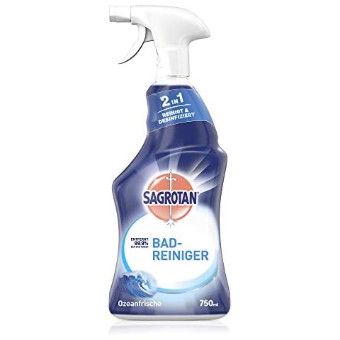 Sagrotan Bad-Reiniger Ozeanfrische - 2in1 Desinfektionsreiniger mit Antischmutzfilm für zuverlässige Hygiene im Badezimmer - 1 x 750 ml Sprühflasche Cover