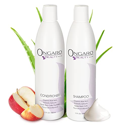 Ongaro Beauty – Hydrating Shampoo and Conditioner Set, 12oz Moisturizing Shampoo & 12oz Deep Conditioner for Hair, With Organic Aloe Vera & Probiotic Extracts, Paraben and Sulfate-Free Hair Care