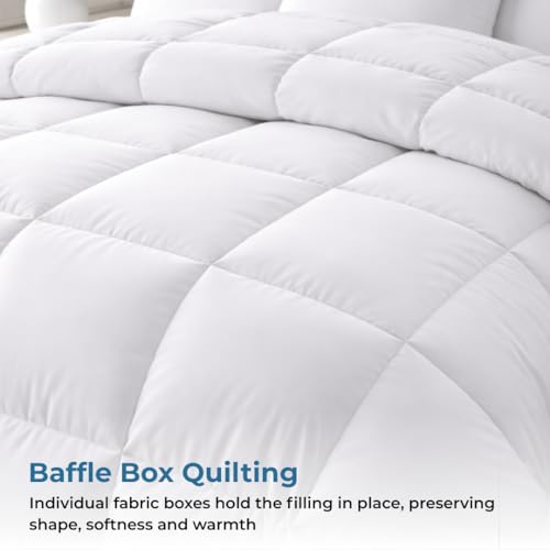 Image of Dreamzee 300 GSM Ultra-Soft Quilted Microfiber AC Comforter Queen Size (White, 90x60 Inches) | Lightweight, Reversible Duvet for Winters | All-Season Blanket for Bedroom