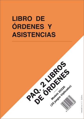 PAQ. 2 LIBROS DE ÓRDENES Y ASISTENCIAS. A4, 25 folios triplicados y numerados.