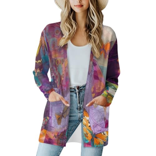 Image of Cardigan Sweaters for Women Long Sleeve Cardigan Soft Drape Open Front Fall Dusters V-Neck Jackets Dressy Loose Coat