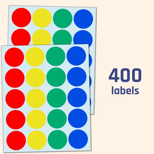 400 Stuck, 50mm Klebepunkte Bunt Punktaufkleber Groß Aufkleber Rund - 4 Farben