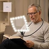 Extra Large 10X Magnifying Glass with Light Hands Free, 3600mAh Rechargeable Page Magnifier with Bag, 6 Color Modes 106 LEDs, Neck Wear Magnifier for Reading, Close Work, Crafts, Low Vision & Seniors