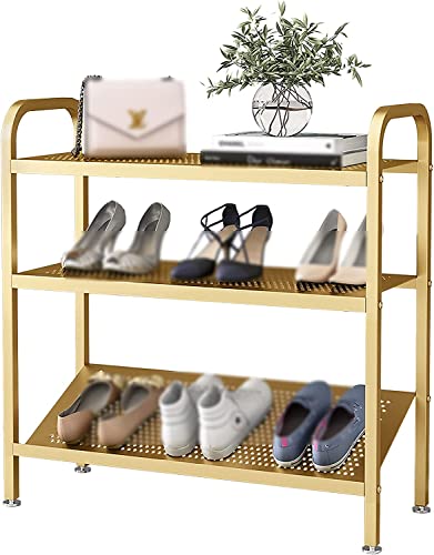 Organisateur de rangement de chaussures en métal durable au design épuré pour entrée moderne