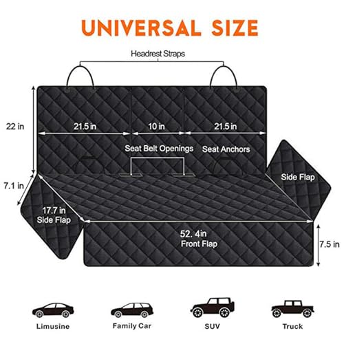 Dog Seat Covers For Cars Back Seats | Rear Car Seat Protector Cover For Dogs | Universal Size 133cm Waterproof Non-slip Scratch-proof Dog Car Backseat Protector Mat For Auto Van Suv - Image 3