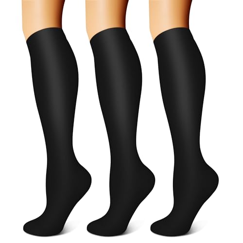 Image of FEYHAY Copper Compression Socks (3 Pairs) 15-20 mmHg Circulation is Best Athletic & Daily for Men & Women, Running, Climbing