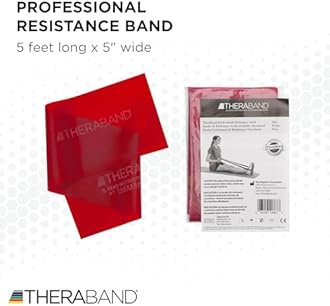THERABAND Professional Resistance Band, Red Level 2 Medium, 5 ft Exercise Band for Physical Therapy, Strength Training, Upper and Lower Body Workouts, Yoga and Pilates