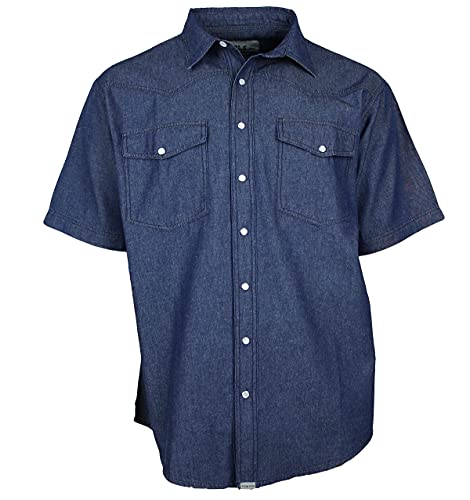 WESTERN-SPEICHER Jeanshemd Kurzarm mit Perlmuttknöpfen Baumwolle Blau Größe L Cover
