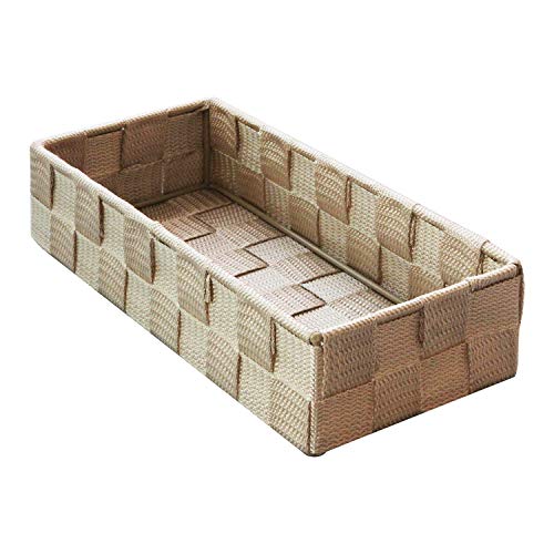 wm Homebase Aufbewahrungskorb geflochten Polypropylen Badkorb Rechteckig in Beige 26x11x6cm Cover
