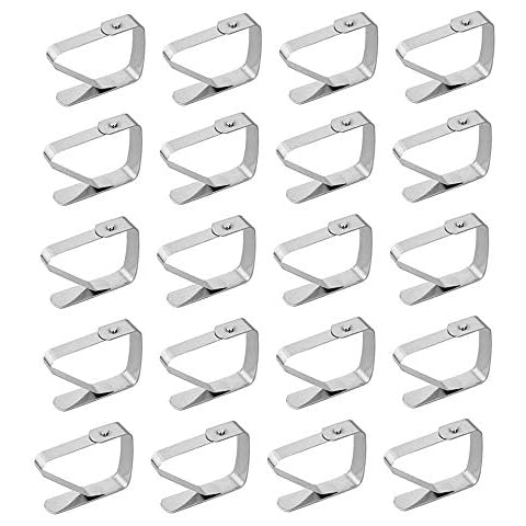 peiyee Tablecloth Clamp,20 Pcs Table Clamps Made of Stainless Steel,Tablecloth Clips Adjustable,Stainless Steel Picnic Table Clips,Outdoor Table Cover Clips for Family,Party,Picnic,Restaurant,Wedding Cover