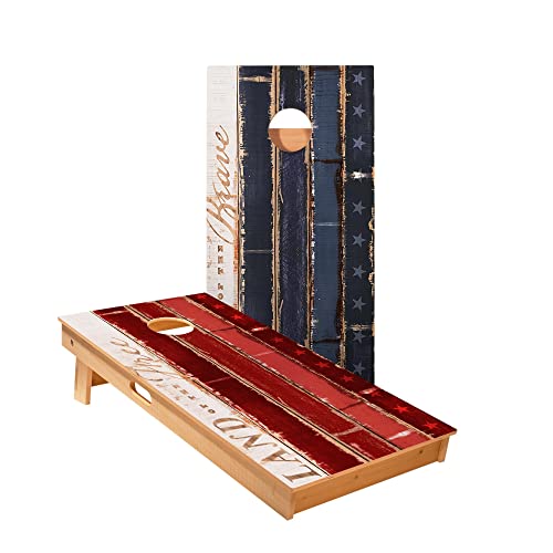 Skip's Garage The Free and Brave Cornhole Boards - Includes (2) Boards (Resin Bags) + (2) Hole Lights & (2) Edge Lights