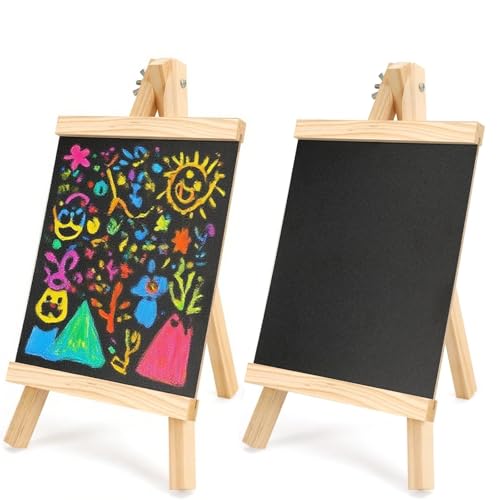 Schiefertafel zum Beschriften Klein, 2 Stück 36 x 20cm Kreidetafel mit Ständer Aufsteller Kreide Tafel Staffelei Buffet Schilder für Restaurant Café Hochzeit Party