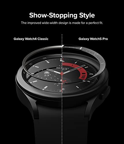 Image of Ringke Inner Bezel Styling Compatible with Samsung Galaxy Watch 5 Pro 45mm, Stainless Steel Anti-Scratch Inner Bezel Ring Protective Cover - 45-IN-02 (ST) Black