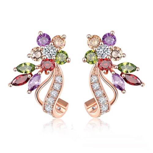 Huggie Stud Earrings for Women Hoop Earrings Multicolored Crystal Elements Fashion Bridal Jewelry Colorful CZ