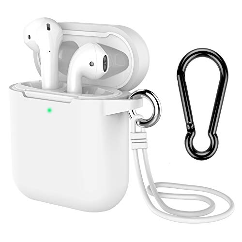 AirPods Case with Keychain, Coffea Silicone Protective Cover Skin with Stap for AirPods