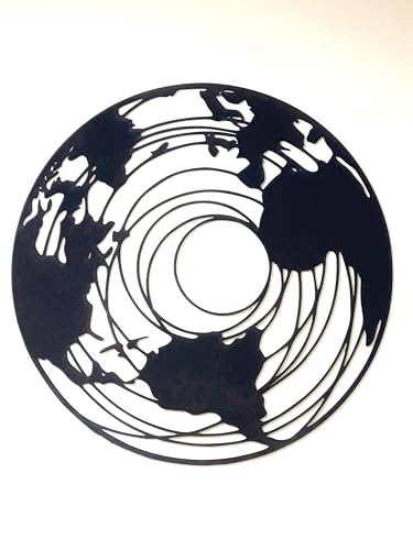 Décoration murale en bois Boutdebois globe terrestre noir cadre 39cm abstrait moderne
