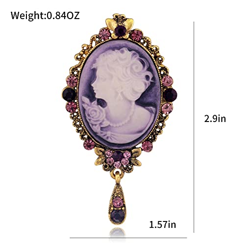Image of lureme Vintage Elegant Victorian Lady Beauty Cameo with Crystal Brooch Pin (br000017)