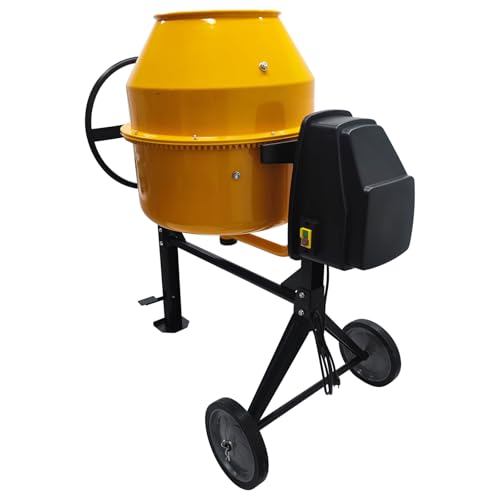 EQCOTWEA 7 Cu.Ft Cement Mixer Electric Concrete Mortar Mixer with Steel Drum & Casters 110V/60HZ Portable Concrete Mixing Machine for Construction Stucco 360°Rotation 1000W (1400RPM)