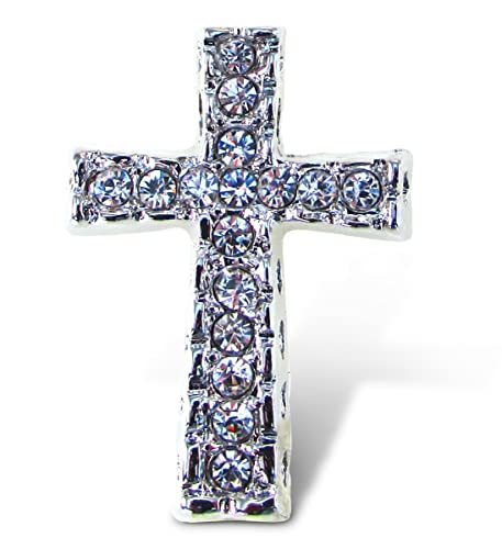COTA Global Cross Silver Sparkling Rhinestones Fridge Magnet - Christian Refrigerator Magnets Decorative Crosses and Religious Inspirational Catholic Magnet Art Kitchen Accessories Decor