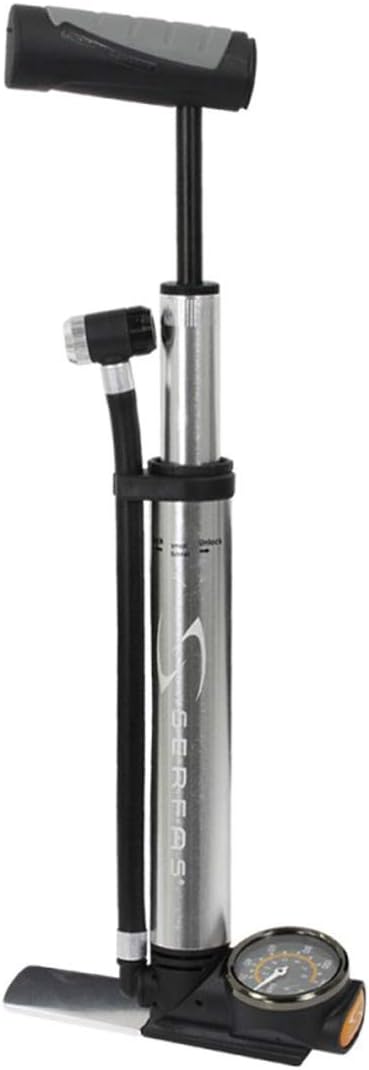 SURFAS Bicycle High Pressure Portable Air Pump, Mini Pump, Air Gauge (Pneumatic Meter), Presta Type, Schrader Road Bike