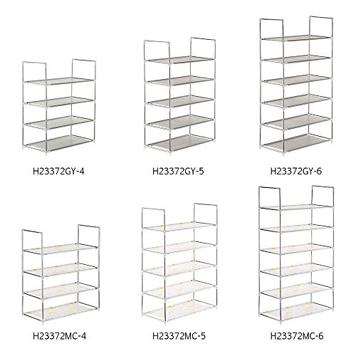 Sazoley 4-Tier Shoe Tower Shelf Storage Organizer Cabinet Stackable Shelves Holds 12 Pairs Of Shoes Grey #TOP6