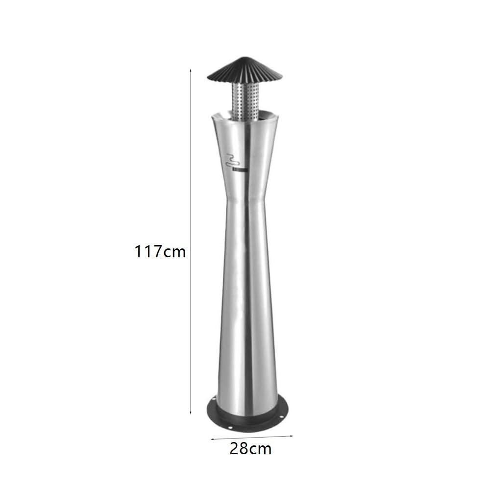 Cendrier d'extérieur en acier inoxydable avec colonne de mégots de cigarette, pilier de cendres imperméable pour l'extérieur public (noir)