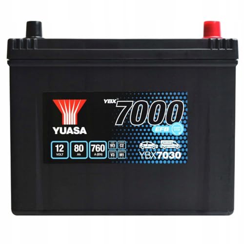 Yuasa YBX7030 12V 80Ah 760CCA EFB Start Stop Plus High Performance Car Battery
