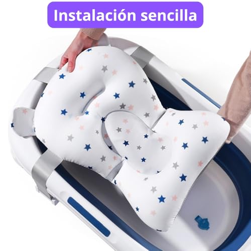 Miniatura 7 de Megaser Cojín Bañera Bebé Universal Jarra De Baño, Reductor Bañera Bebe, Adaptador Bañera Recién Nacido, Hamaca De Baño, Asiento Antideslizante, Almohada Con Soporte Adaptable, Vaso Baño Incluido